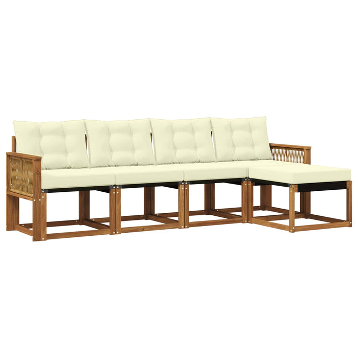 Set de canapele de exterior cu pernă 5 pcs Natural și Crem WALTI