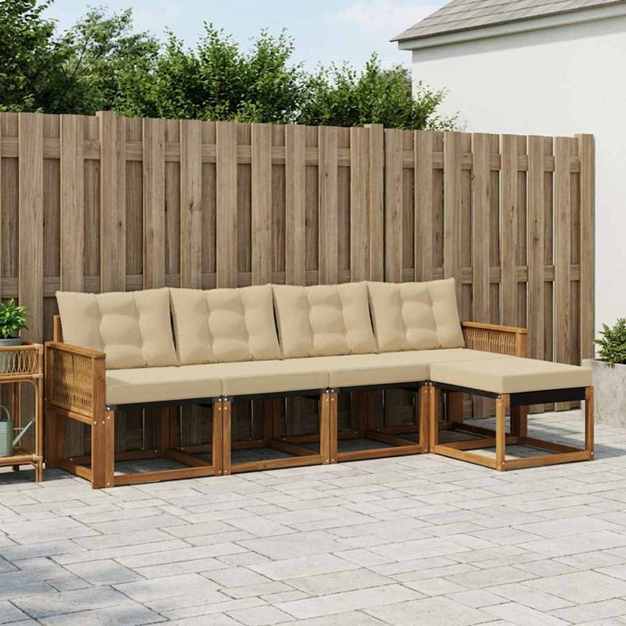 Set de canapele de exterior cu pernă 5 pcs Natural și Bej WALTI