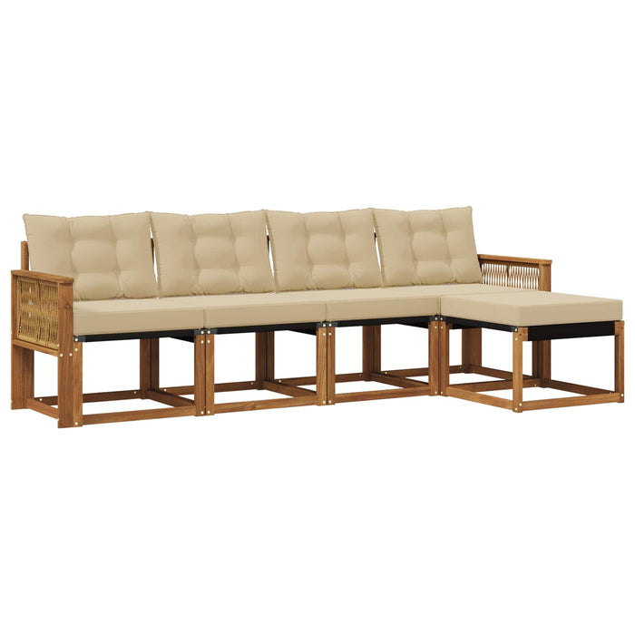 Set de canapele de exterior cu pernă 5 pcs Natural și Bej WALTI