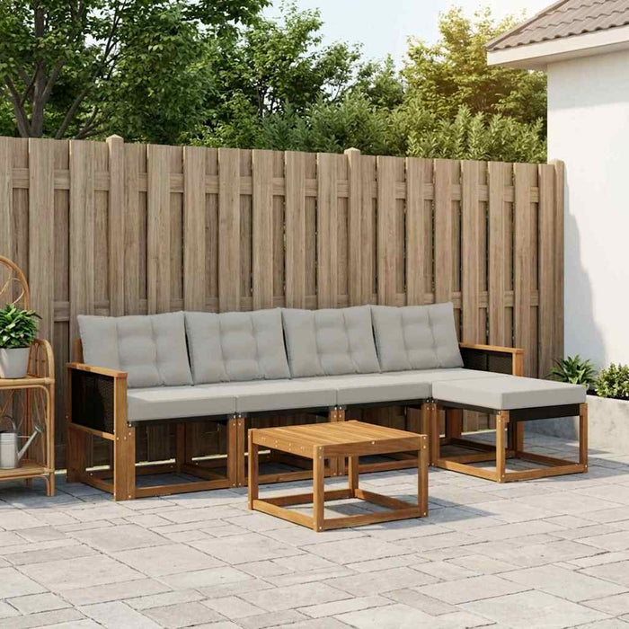 Set de canapele de exterior 6 pcs Natural și gri deschis WALTI