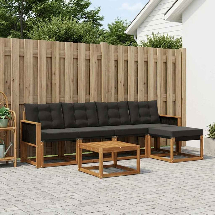 Set de canapele de exterior cu pernă 6 pcs Natural și Negru WALTI