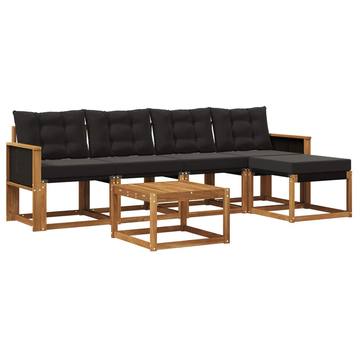 Set de canapele de exterior cu pernă 6 pcs Natural și Negru WALTI