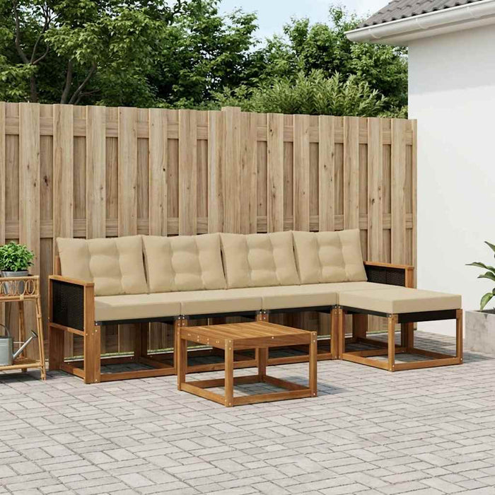 Set de canapele de exterior cu pernă 6 pcs Natural și Bej WALTI
