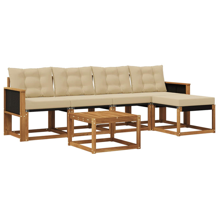 Set de canapele de exterior cu pernă 6 pcs Natural și Bej WALTI