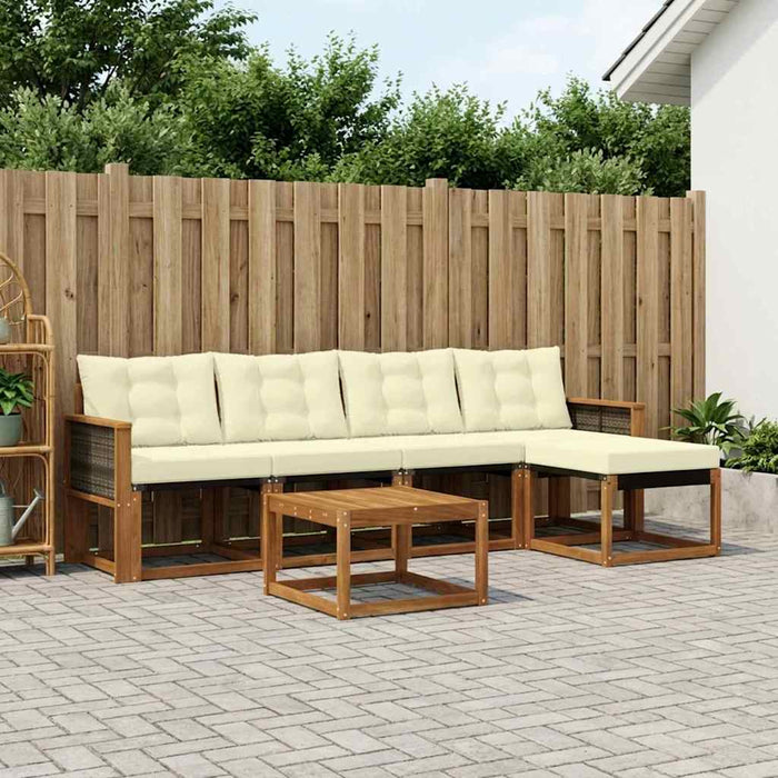 Set de canapele de exterior cu pernă 6 pcs Natural și Crem WALTI