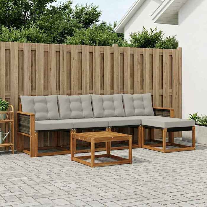 Set de canapele de exterior 6 pcs Natural și gri deschis WALTI