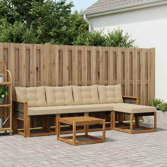 Set de canapele de exterior cu pernă 6 pcs Natural și Bej WALTI