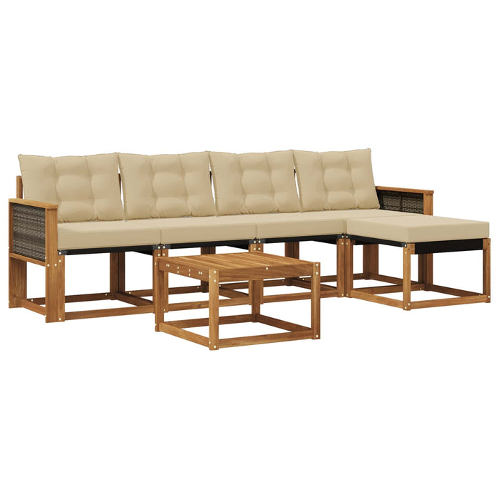 Set de canapele de exterior cu pernă 6 pcs Natural și Bej WALTI