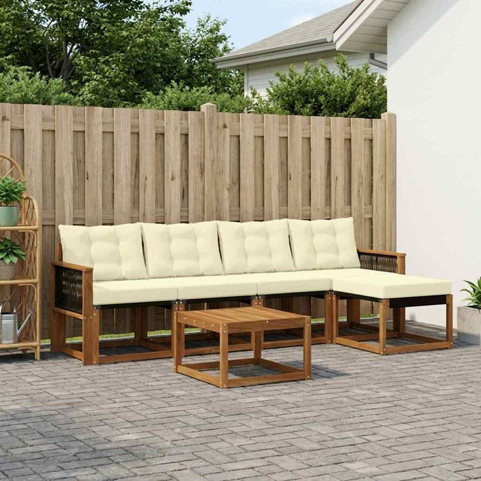 Set de canapele de exterior cu pernă 6 pcs Natural și Crem WALTI