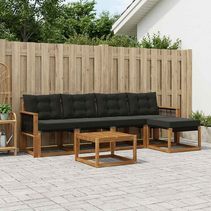 Set de canapele de exterior cu pernă 6 pcs Natural și Negru WALTI