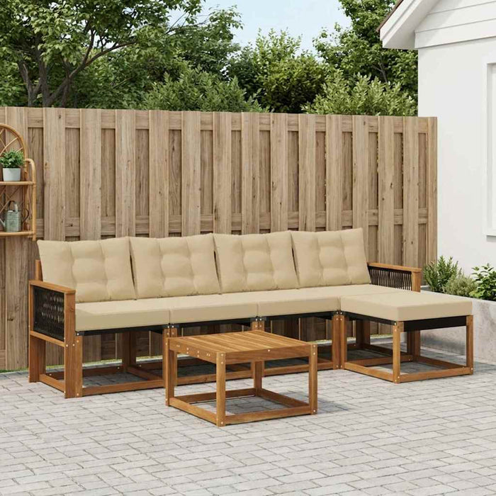 Set de canapele de exterior cu pernă 6 pcs Natural și Bej WALTI