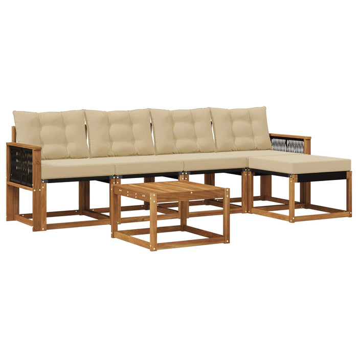 Set de canapele de exterior cu pernă 6 pcs Natural și Bej WALTI