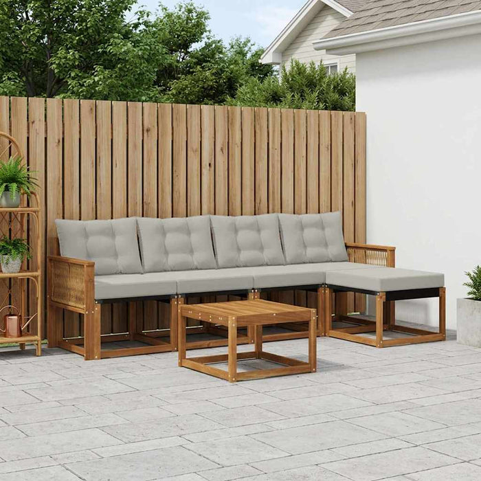 Set de canapele de exterior 6 pcs Natural și gri deschis WALTI