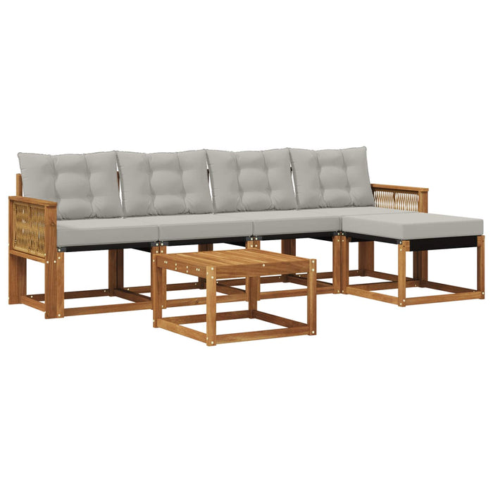 Set de canapele de exterior 6 pcs Natural și gri deschis WALTI