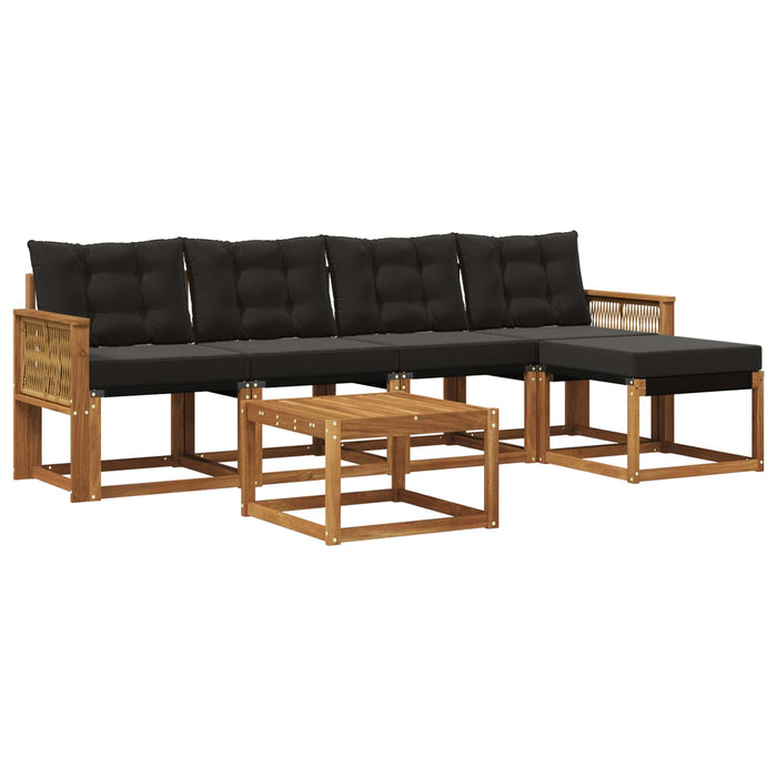 Set de canapele de exterior cu pernă 6 pcs Natural și Negru WALTI