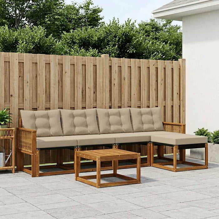 Set de canapele de exterior cu pernă 6 pcs Natural și Bej WALTI