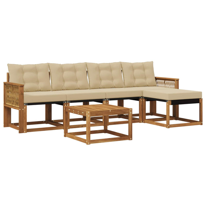 Set de canapele de exterior cu pernă 6 pcs Natural și Bej WALTI