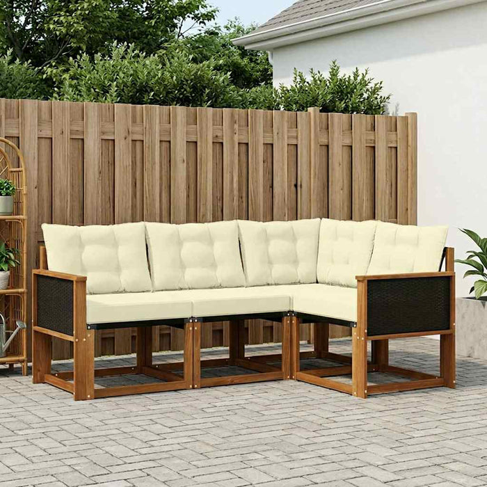Set de canapele de exterior cu pernă 4 pcs Natural și Crem WALTI