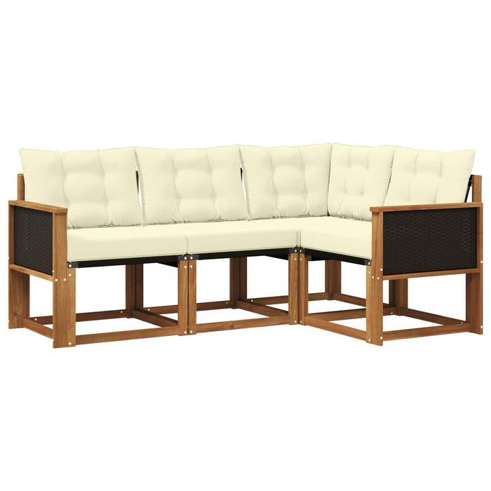 Set de canapele de exterior cu pernă 4 pcs Natural și Crem WALTI