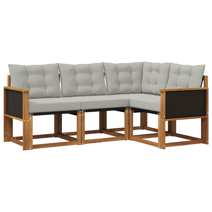 Set de canapele de exterior 4 pcs Natural și gri deschis WALTI