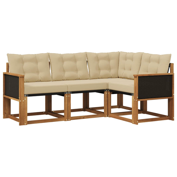 Set de canapele de exterior cu pernă 4 pcs Natural și Bej WALTI