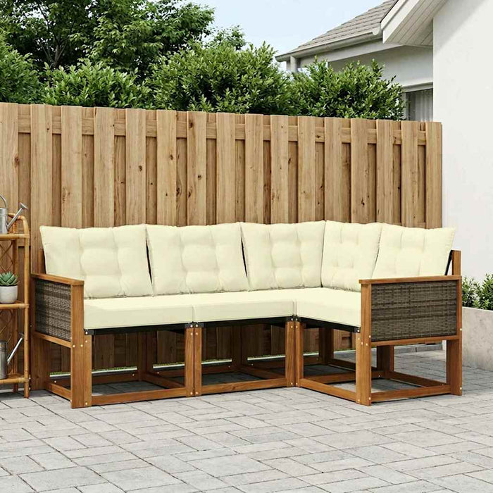 Set de canapele de exterior cu pernă 4 pcs Natural și Crem WALTI