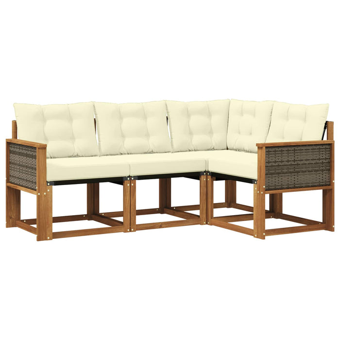 Set de canapele de exterior cu pernă 4 pcs Natural și Crem WALTI