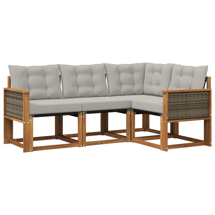 Set de canapele de exterior 4 pcs Natural și gri deschis WALTI