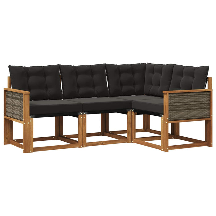 Set de canapele de exterior cu pernă 4 pcs Natural și Negru WALTI