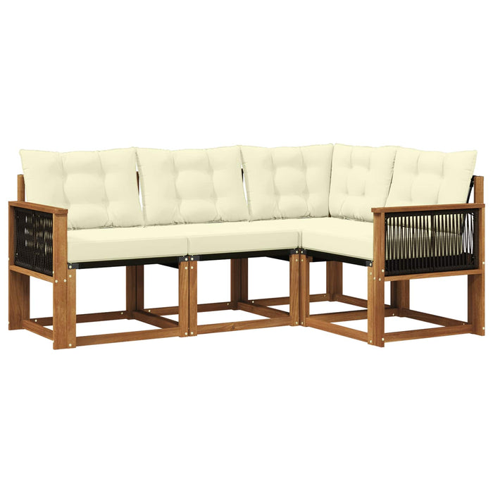 Set de canapele de exterior cu pernă 4 pcs Natural și Crem WALTI