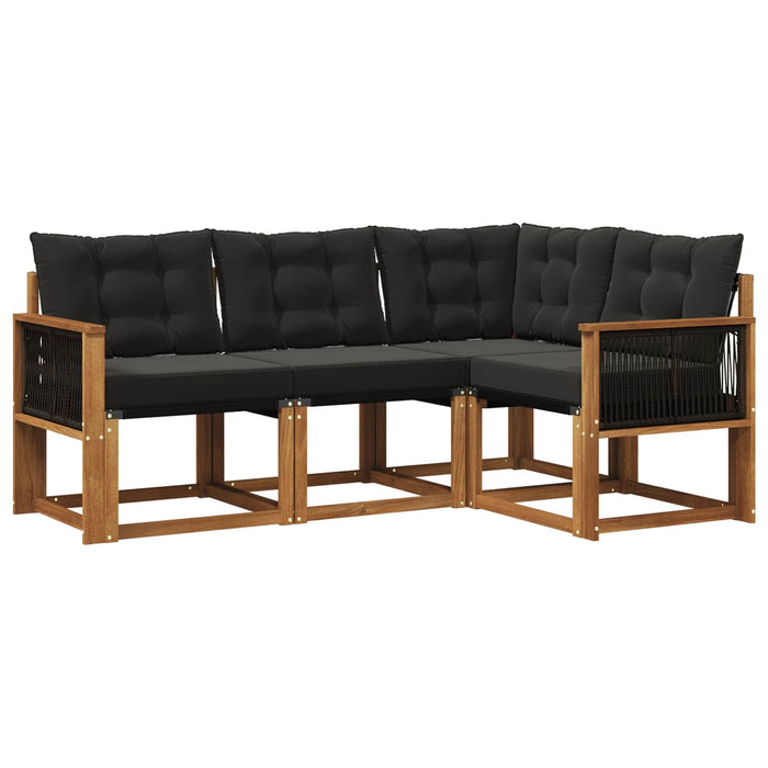 Set de canapele de exterior cu pernă 4 pcs Natural și Negru WALTI