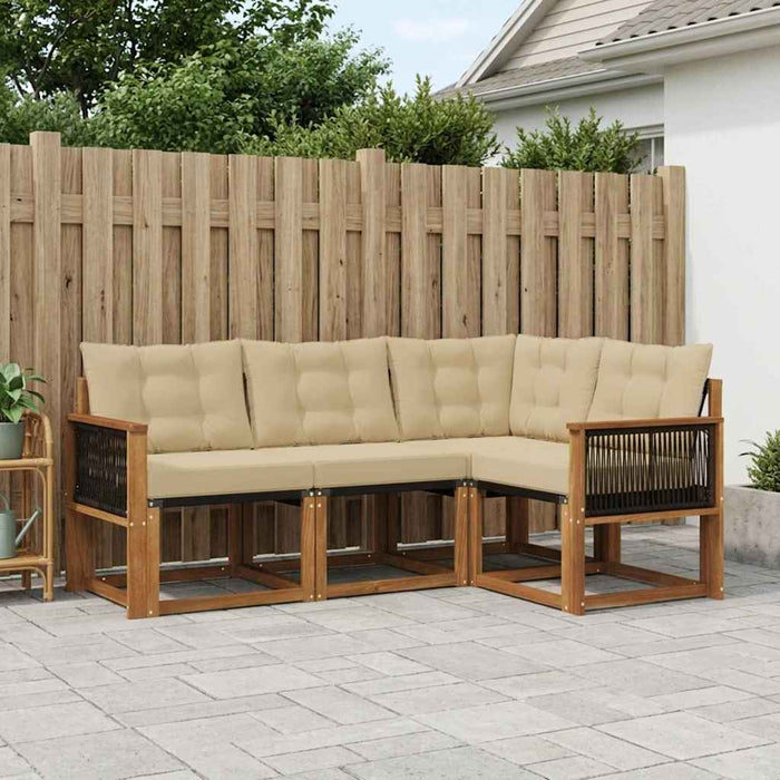 Set de canapele de exterior cu pernă 4 pcs Natural și Bej WALTI