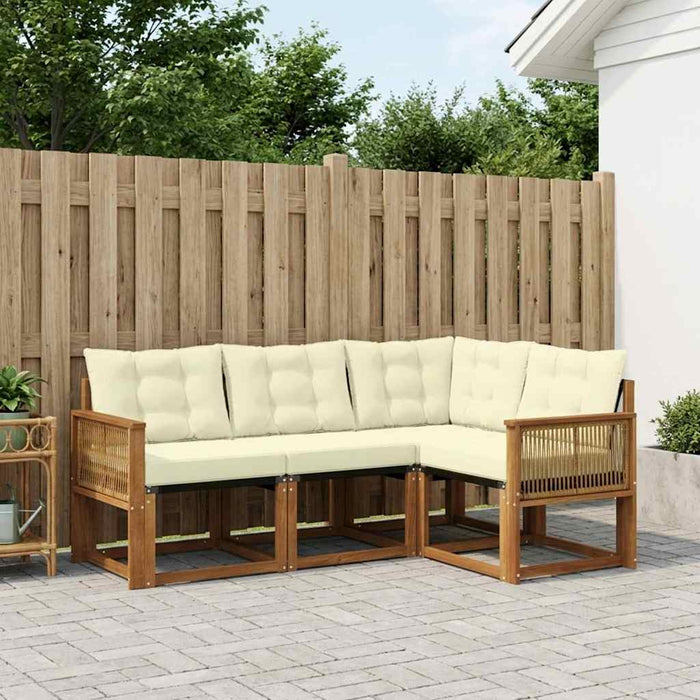Set de canapele de exterior cu pernă 4 pcs Natural și Crem WALTI