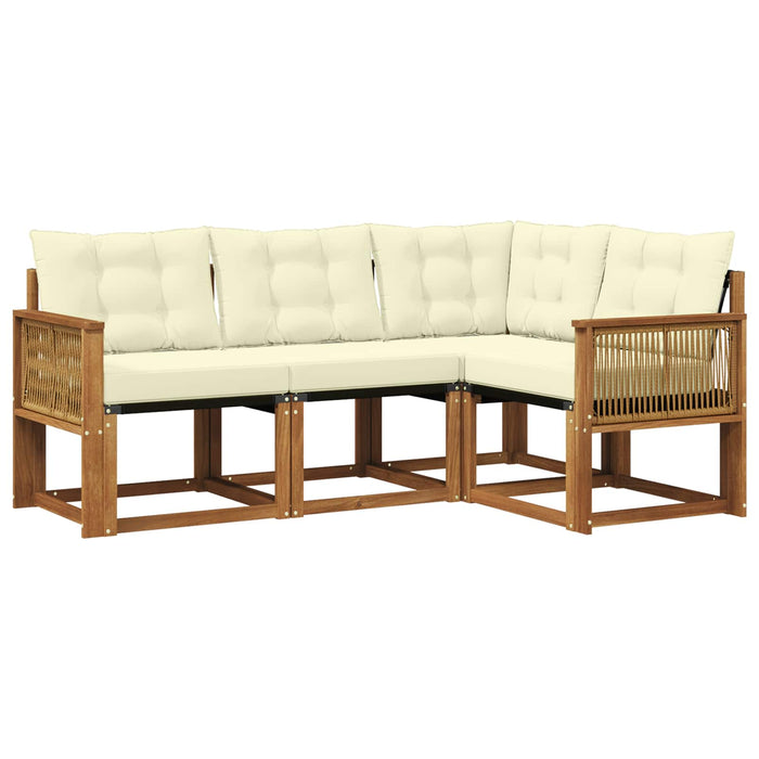 Set de canapele de exterior cu pernă 4 pcs Natural și Crem WALTI