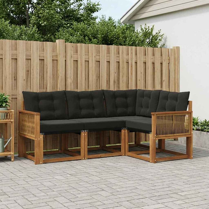 Set de canapele de exterior cu pernă 4 pcs Natural și Negru WALTI