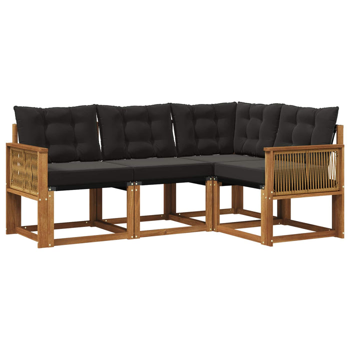 Set de canapele de exterior cu pernă 4 pcs Natural și Negru WALTI