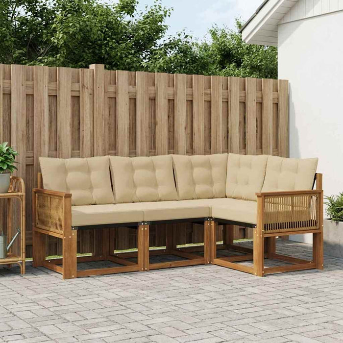 Set de canapele de exterior cu pernă 4 pcs Natural și Bej WALTI