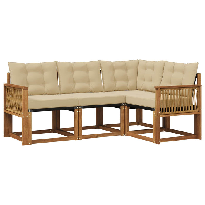 Set de canapele de exterior cu pernă 4 pcs Natural și Bej WALTI