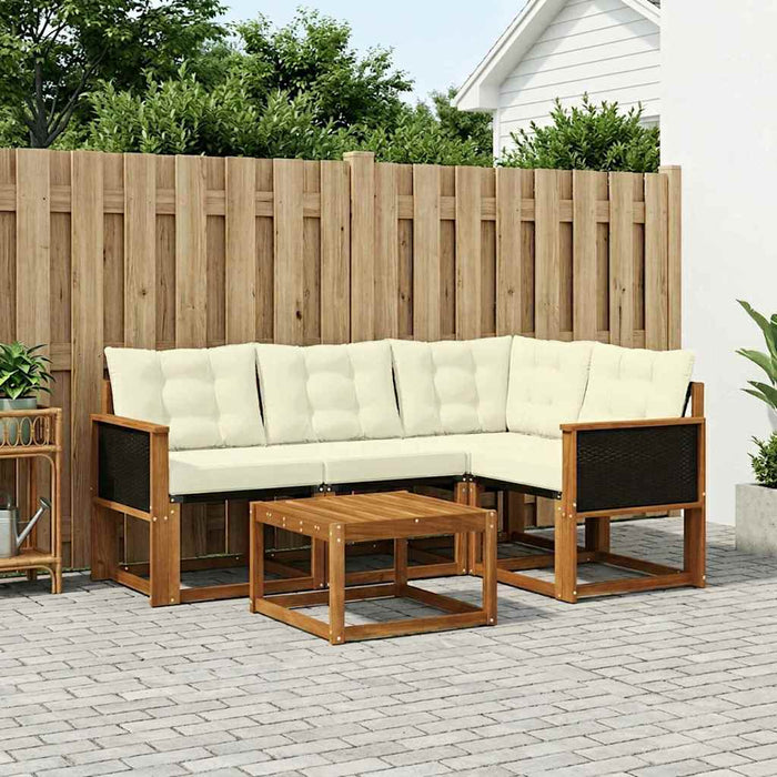 Set de canapele de exterior cu pernă 5 pcs Natural și Crem WALTI
