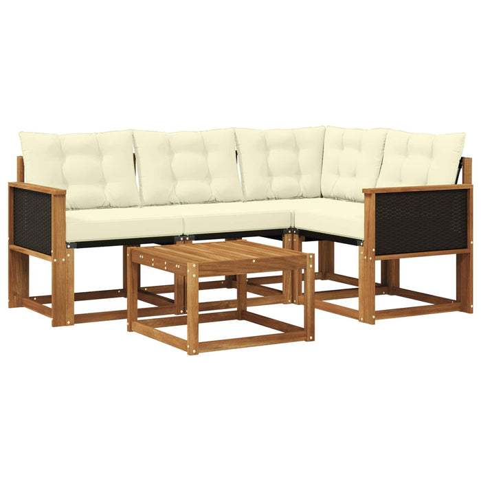 Set de canapele de exterior cu pernă 5 pcs Natural și Crem WALTI