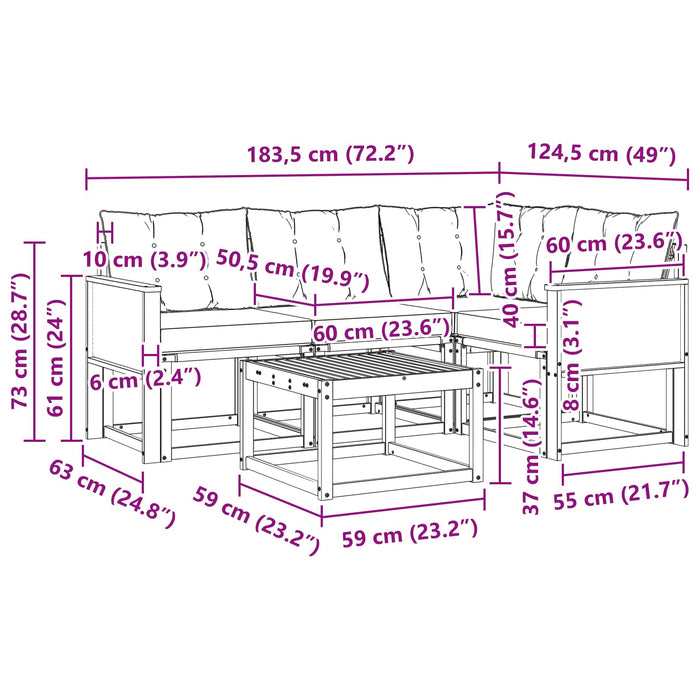 Set de canapele de exterior cu pernă 5 pcs Natural și Negru WALTI