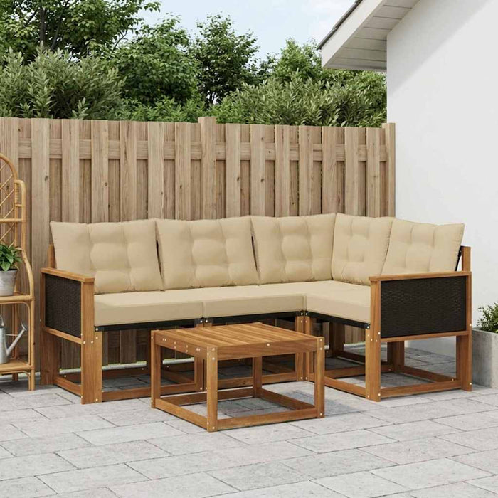 Set de canapele de exterior cu pernă 5 pcs Natural și Bej WALTI