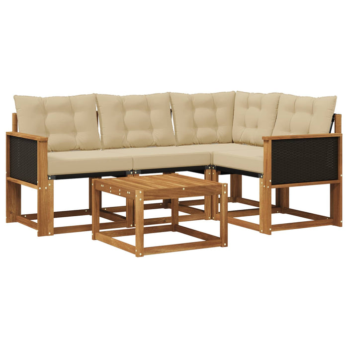 Set de canapele de exterior cu pernă 5 pcs Natural și Bej WALTI