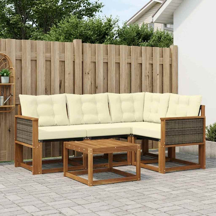 Set de canapele de exterior cu pernă 5 pcs Natural și Crem WALTI