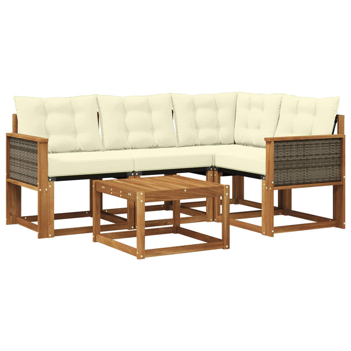 Set de canapele de exterior cu pernă 5 pcs Natural și Crem WALTI
