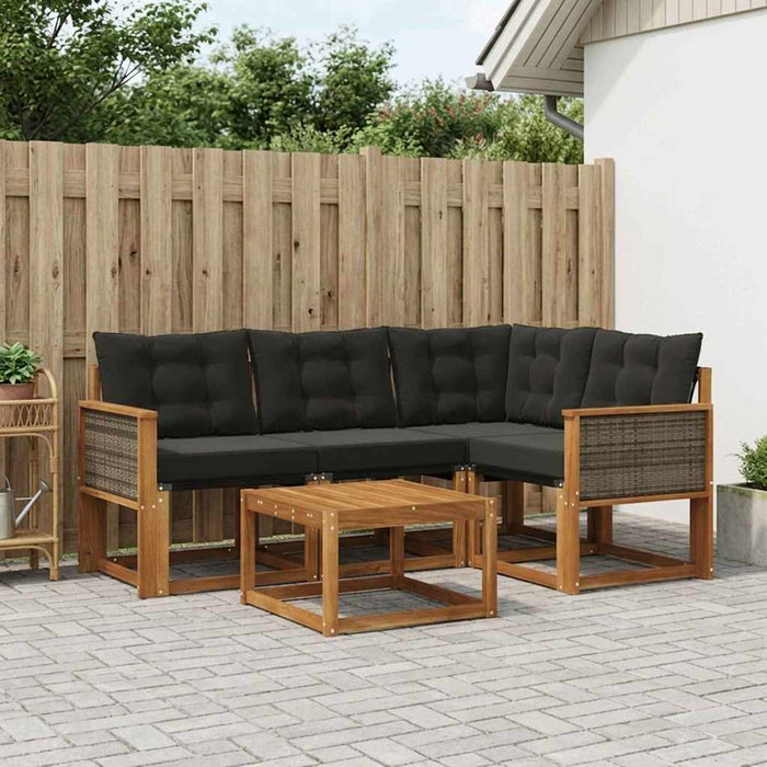 Set de canapele de exterior cu pernă 5 pcs Natural și Negru WALTI