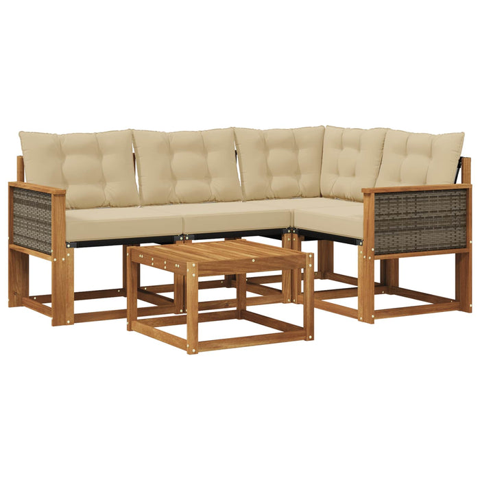Set de canapele de exterior cu pernă 5 pcs Natural și Bej WALTI