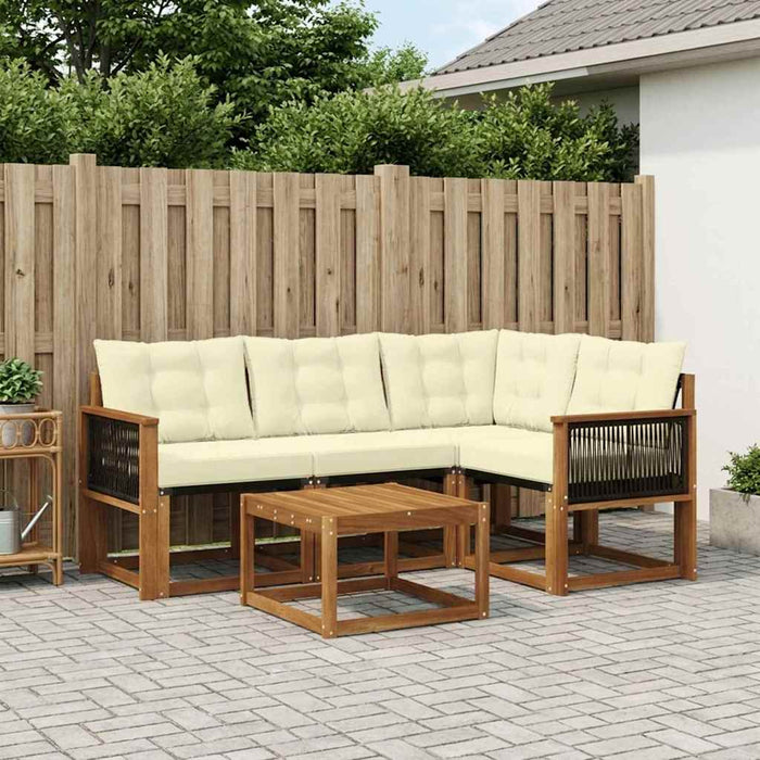 Set de canapele de exterior cu pernă 5 pcs Natural și Crem WALTI
