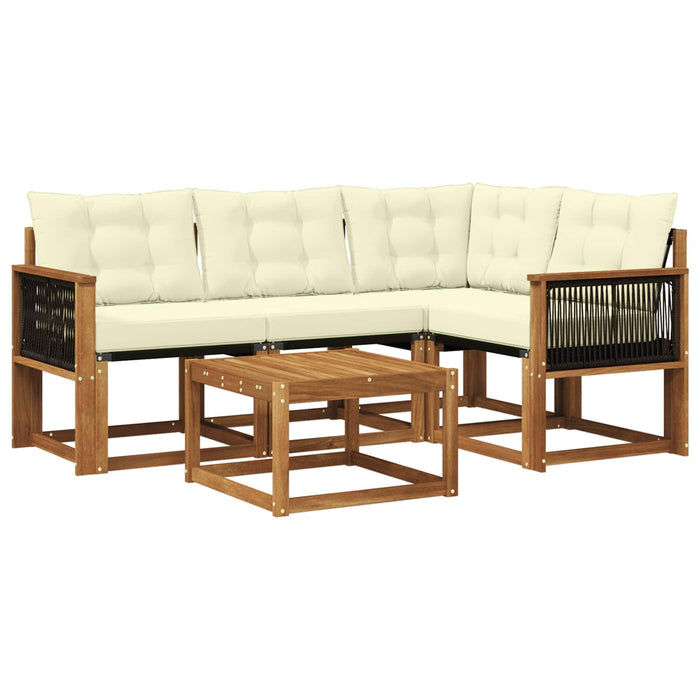 Set de canapele de exterior cu pernă 5 pcs Natural și Crem WALTI
