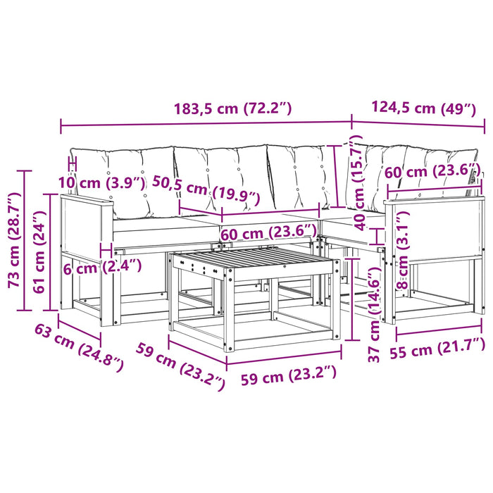 Set de canapele de exterior cu pernă 5 pcs Natural și Crem WALTI